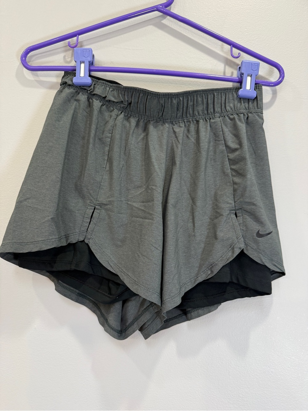 Nike Women's Charcoal Gray Layered Running Shorts